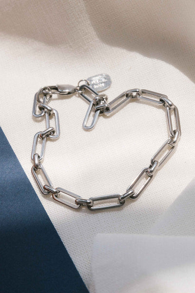 Louis Vuitton Button on Sterling Silver Link Chain Bracelet