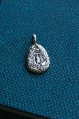 vintage silver anchor pendant with vintage crystals	