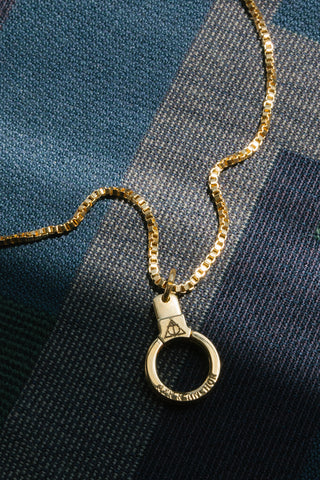 women's 14 karat gold adjustable cuff keeper charm necklace	