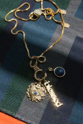 14kt gold stainless steel adjustable gemstone necklace	
