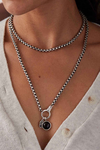 1" x .5" black onyx gemstone pendant necklace
