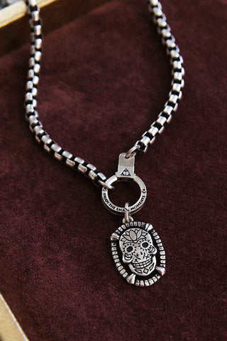 vintage silver skull necklace pendant