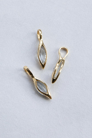 14kt gold caged navette diamond crystal birthstone charms	