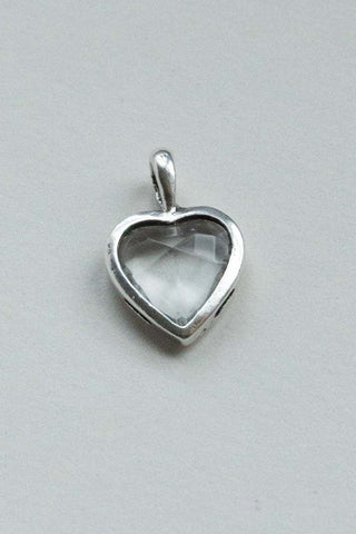 vintage silver crystal heart charm