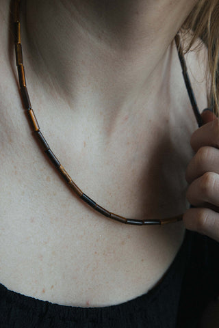 Stainless Steel Stay Grounded Tiger's Eye Necklace