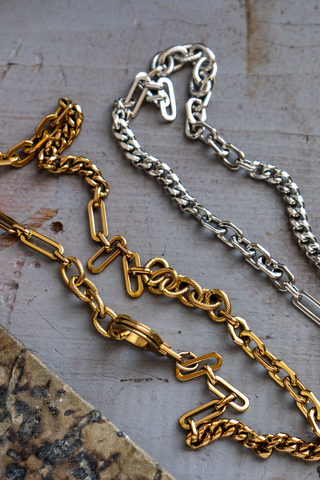 The Long Road Patchwork Chain Cuff Keeper Necklace