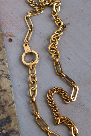 The Long Road Patchwork Chain Cuff Keeper Necklace