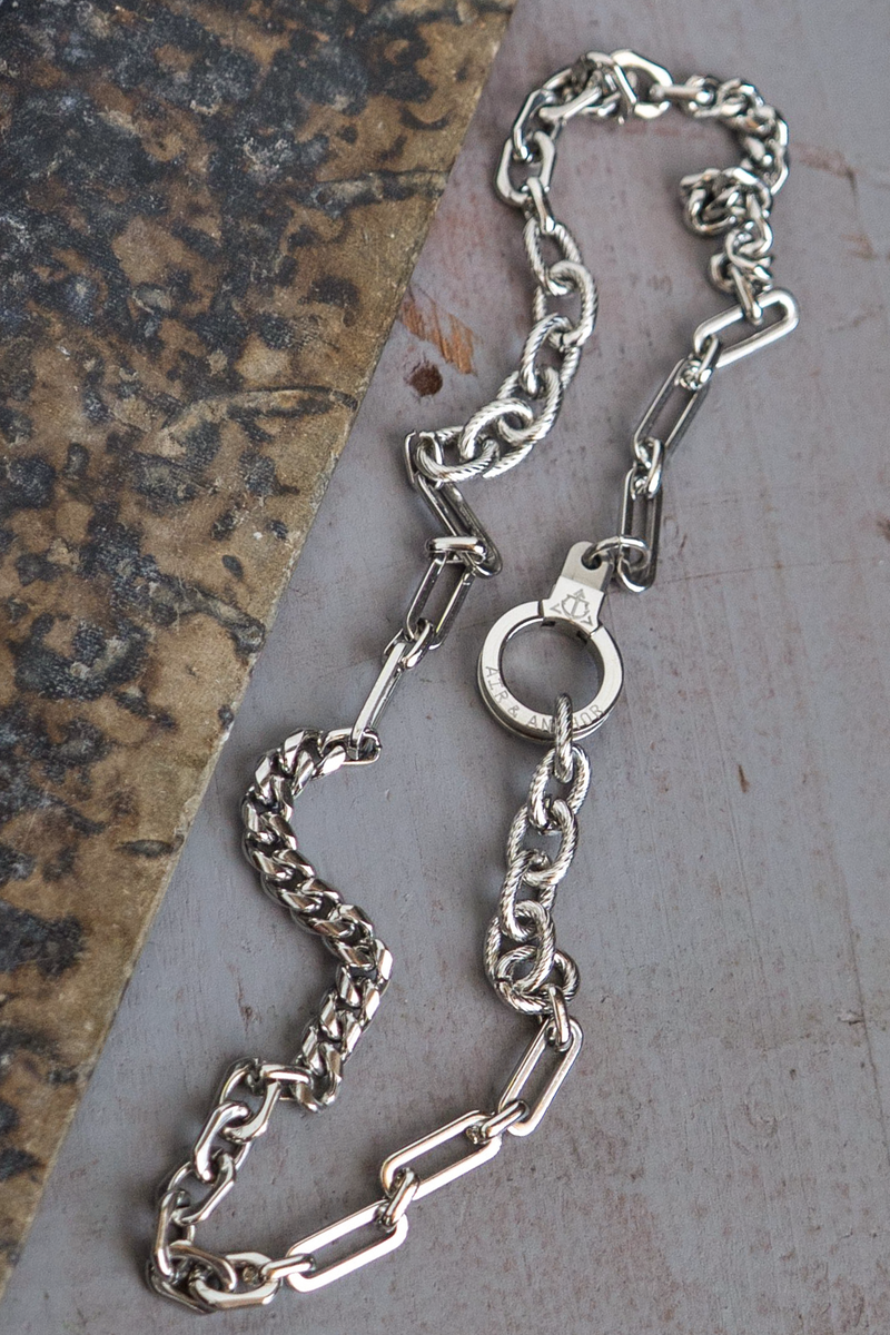 The Long Road Patchwork Chain Cuff Keeper Necklace