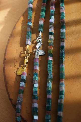 solid ground beaded gemstone necklace