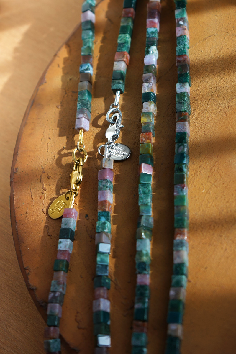 solid ground beaded gemstone necklace