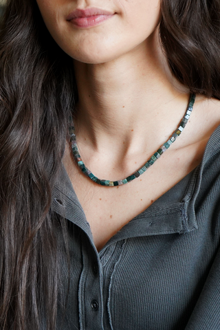 solid ground beaded gemstone necklace