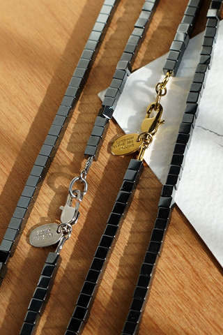 solid ground beaded gemstone necklace