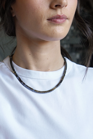 solid ground beaded gemstone necklace