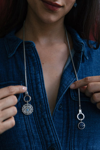 Stainless Steel  An Eye for an Eye Necklace Set