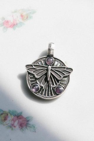 handcrafted mini butterfly amethyst crystal charm	