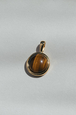 14kt gold tiger eye swirly gold gemstone pendant	