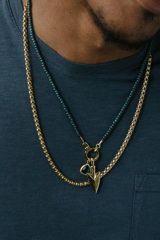 men's necklace set with arrowhead pendant