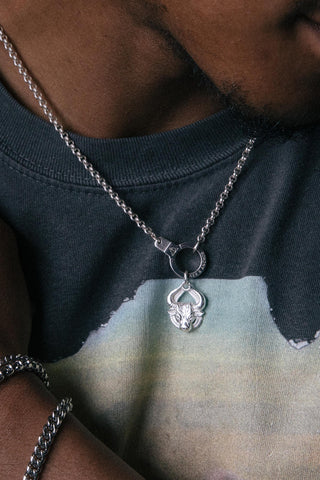 handpolished sterling silver bull necklace pendant	