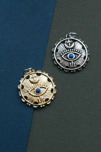 14kt gold and vintage silver eye of truth pendant charms	