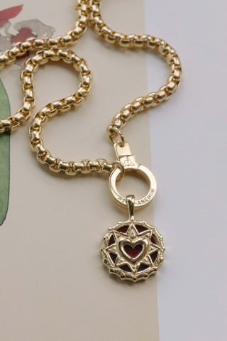 14kt gold carnelian gemstone heart necklace medallion	