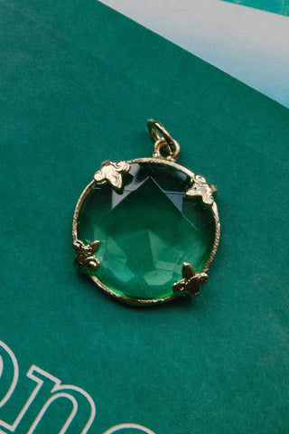 14kt gold translucent green crystal pendant