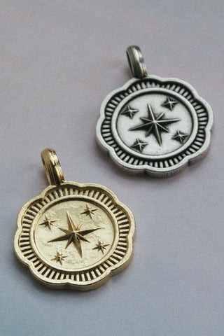 vintage gold and silver north star pendant medallions	