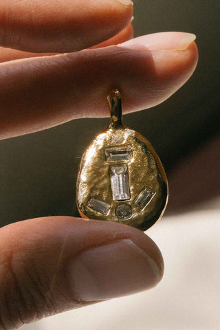 14kt gold anchor pendant vintage crystal