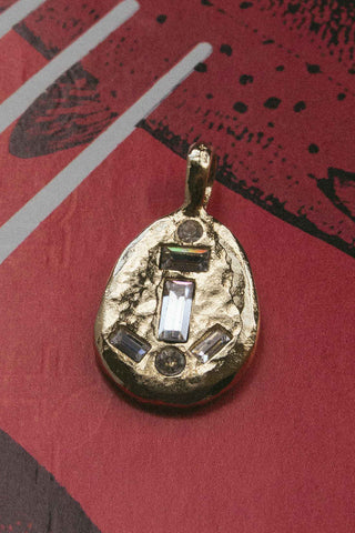 14kt gold vintage crystal anchor pendant