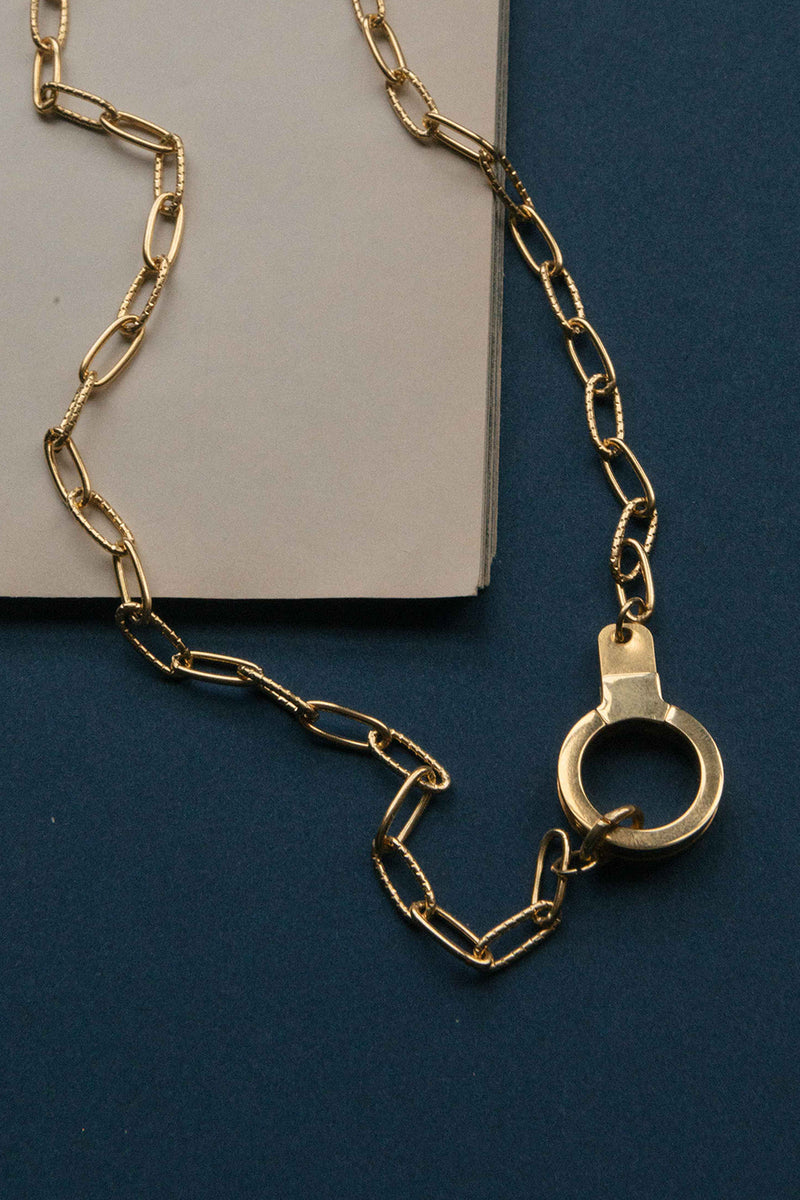Louis Vuitton Gold Tone Lock and Key Necklace, 21”