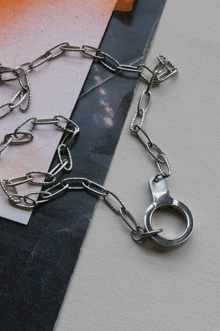 Stainless Steel Keep It Together Paper Clip Chain Necklace with Cuff Keeper