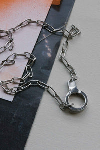 Stainless Steel Keep It Together Paper Clip Chain Necklace with Cuff Keeper