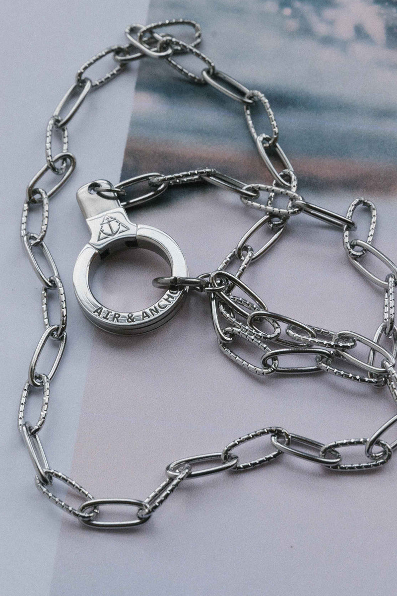 Stainless Steel Round Link Chain Necklace with Cuff Keeper – Air & Anchor
