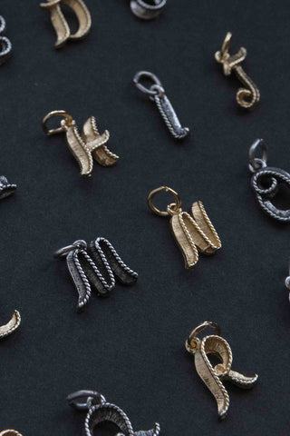 vintage gold and silver monogram charm pendants	