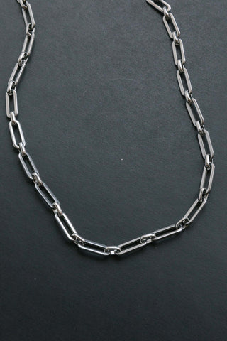 polished stainless steel paperclip chain necklace