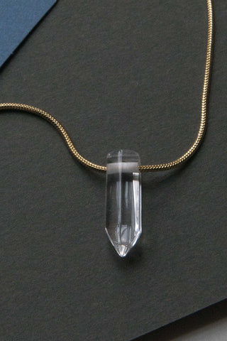 women's clear quartz gemstone adjustable necklace	