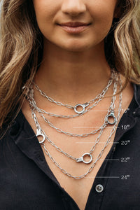 Stainless Steel Keep It Together Paper Clip Chain Necklace with Cuff Keeper