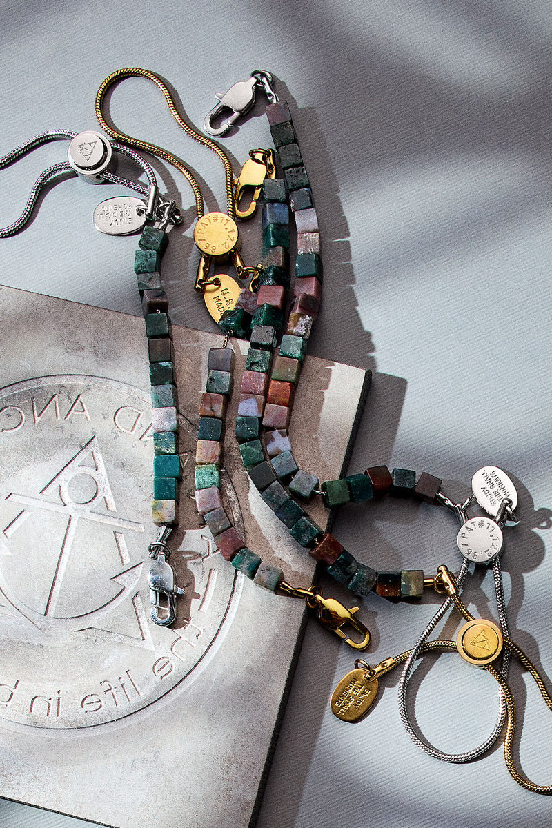 solid ground beaded gemstone bracelet