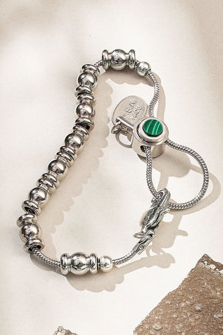 string me along adjustable bracelet with malachite