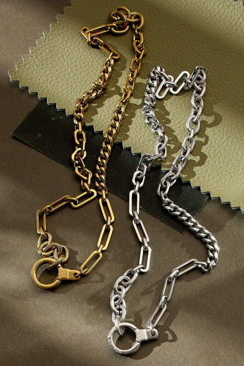 The Long Road Patchwork Chain Cuff Keeper Necklace
