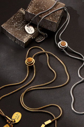 pull some strings adjustable necklace with tiger’s eye