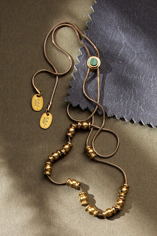 string me along adjustable necklace with malachite