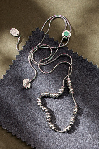 string me along adjustable necklace with malachite