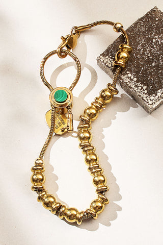 string me along adjustable bracelet with malachite