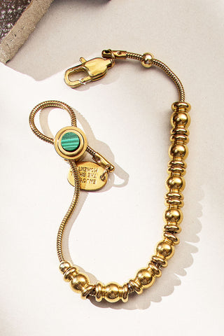 string me along adjustable bracelet with malachite