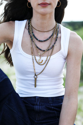solid ground beaded gemstone necklace