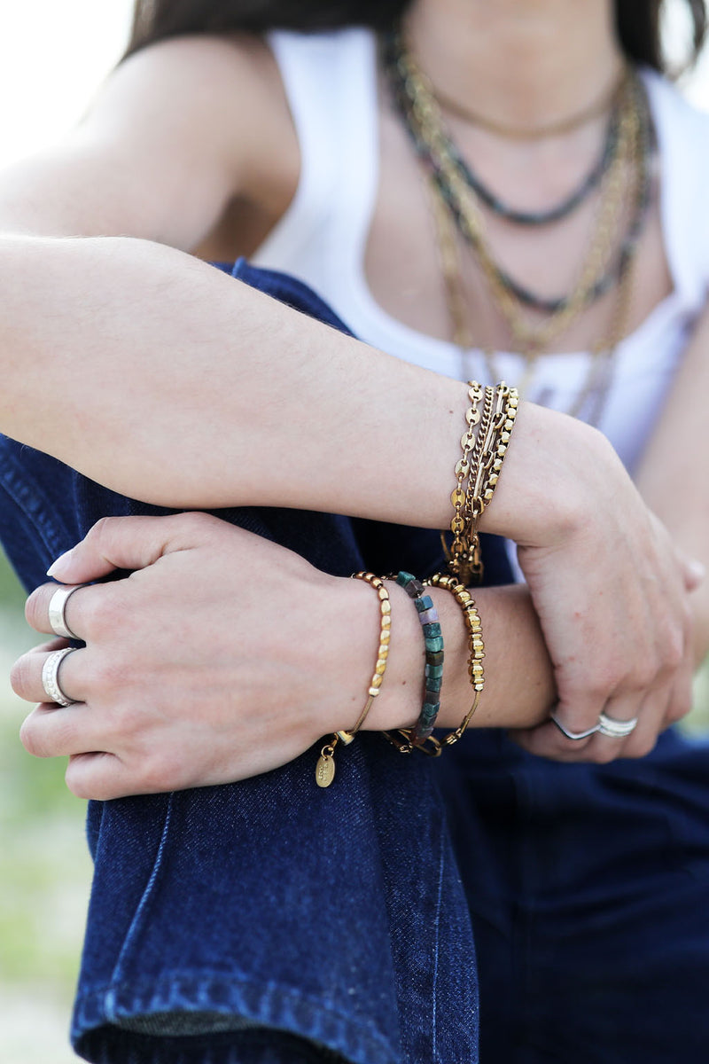 solid ground beaded gemstone bracelet