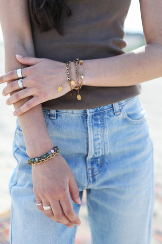 solid ground beaded gemstone bracelet