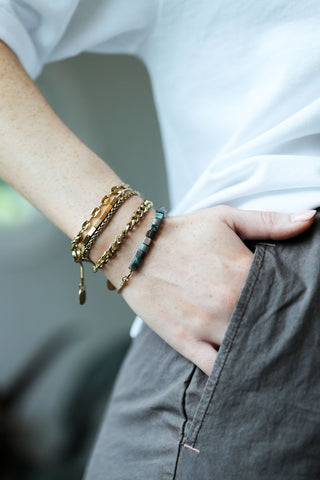 solid ground beaded gemstone bracelet