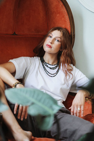 solid ground beaded gemstone necklace