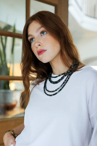 solid ground beaded gemstone necklace